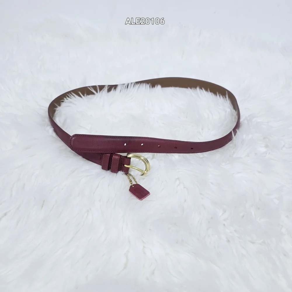 Coach Women's Large Leather Belt 8400 burgundy red color classic